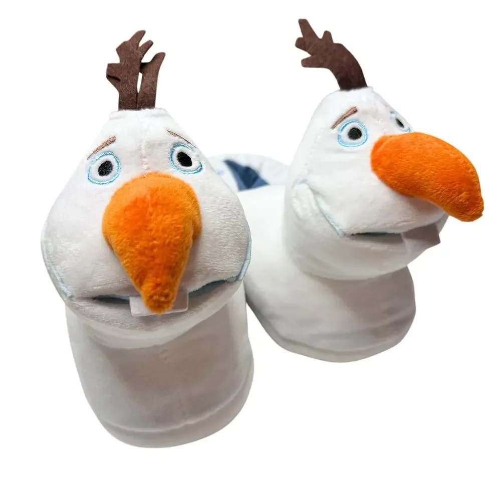 Ground Up Disney Frozen Olaf Snowman 3D Slip-On Plush Slippers Size 3 White New
